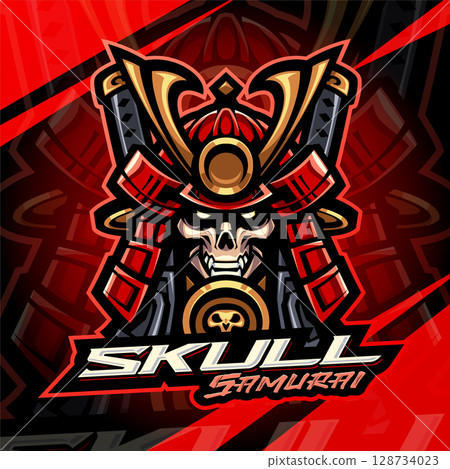 Skull samurai esport mascot logo design 128734023