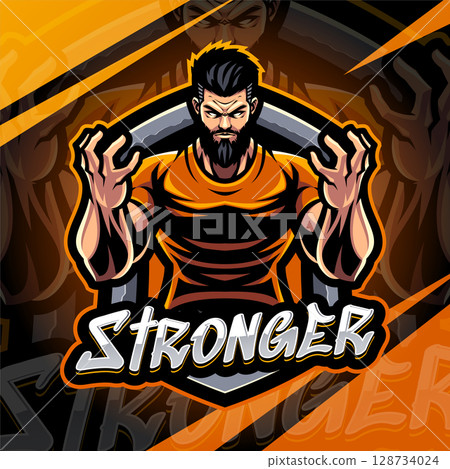 Stronger man esport mascot logo design 128734024