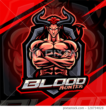 Blood hunter esport mascot logo design 128734028