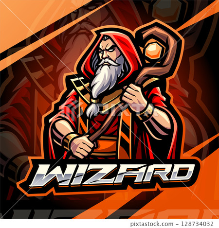 Wizard esport mascot logo design 128734032