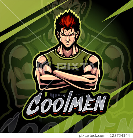 cool man esport mascot logo design cool man esport mascot logo design 128734344