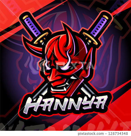 Hannya mask esport mascot logo design 128734348