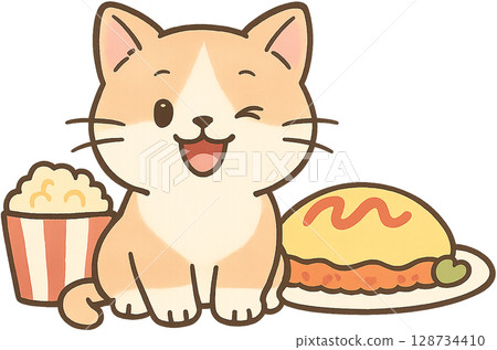 可愛的貓咪插畫 128734410