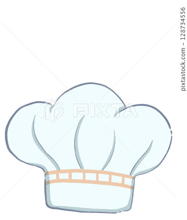 Chef's hat vector drawing in flat cartoon style with festive elements for celebration designs 128734556