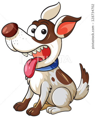 Happy Cartoon Dog Sitting With Tongue Out Happy Cartoon Dog Sitting With Tongue Out 128734702