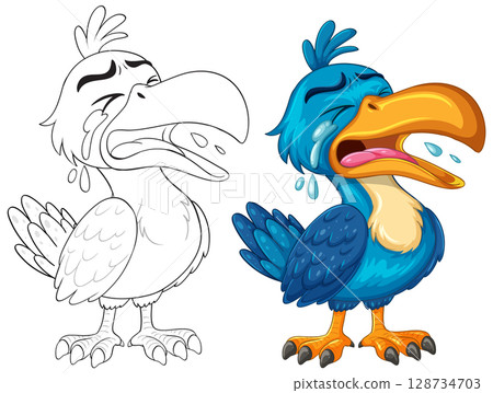 Colorful Hornbill Illustration with Expressive Emotions Colorful Hornbill Illustration with Expressive Emotions 128734703