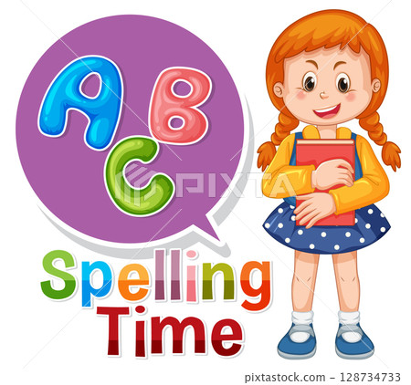 Colorful Alphabet Learning with Smiling Girl Colorful Alphabet Learning with Smiling Girl 128734733