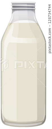 Minimalist Glass Milk Bottle Vector Illustration Minimalist Glass Milk Bottle Vector Illustration 128734744