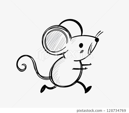 Playful Mouse Line Art Illustration Playful Mouse Line Art Illustration 128734769