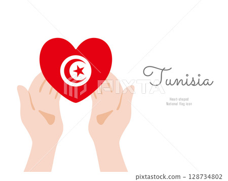 [Tunisia] hand and national flag icon vector illustration 128734802