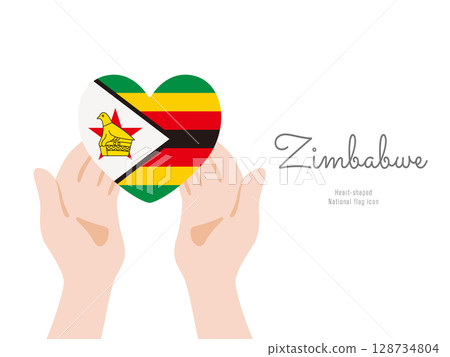[Zimbabwe] hand and national flag icon vector illustration 128734804
