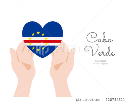 [Cape Verde] hand and national flag icon vector illustration 128734811