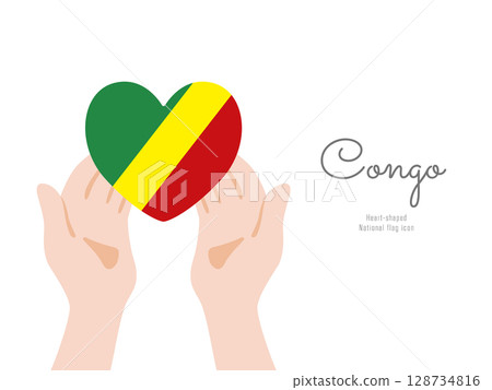 [剛果] 手和國旗圖標矢量圖 128734816