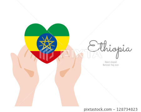 [Ethiopia] hand and national flag icon vector illustration 128734823