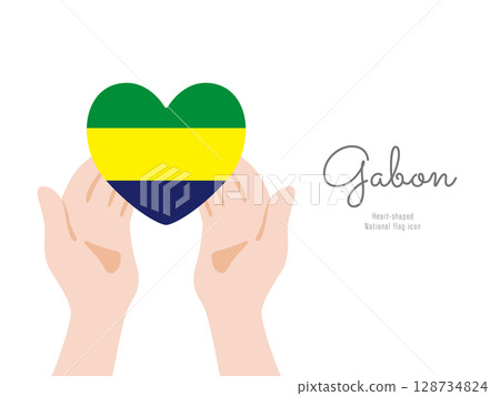 [Gabon] Hand and national flag icon vector illustration 128734824