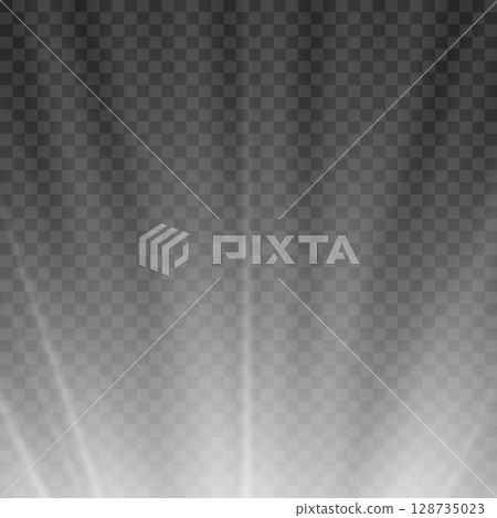 Abstract White Sun Rays Light Effect Overlay. Realistic Glow. Vector 128735023