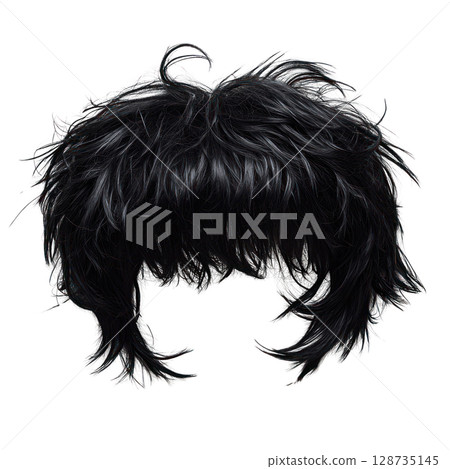 Black shaggy wig with messy hair style perfect for cosplay or costume parties 128735145