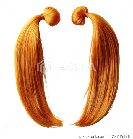 Stylish long orange hair with bun and ponytail ideal for creative costumes and fashion statements Stylish long orange hair with bun and ponytail ideal for creative costumes and fashion statements 128735156