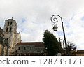 A corner of the Sainte-Madeleine Basilica, a World Heritage Site in Burgundy, France 128735173