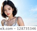 一個女人在陽光下 128735346