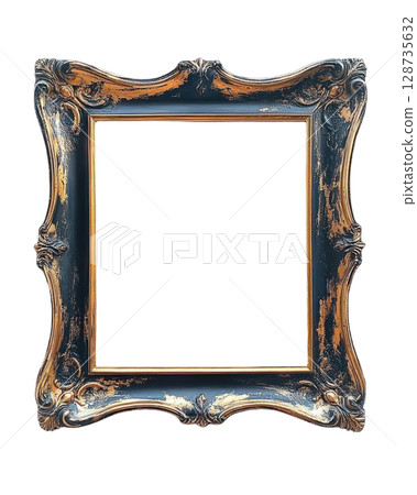 Ornate empty picture frame with a vintage design for decorative display in various settings 128735632