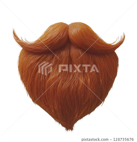 Red wavy beard with pointed tips showcasing a fluffy texture and a vivid hue 128735676