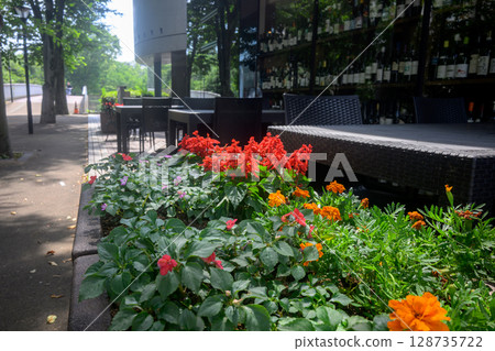 Flower bed in front of the liquor store Flower bed in front of the liquor store 128735722