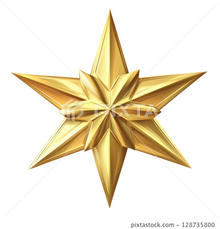 Golden star with sharp points isolated on a white background for decoration or design Golden star with sharp points isolated on a white background for decoration or design 128735800