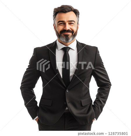 Business professional in formal attire with confident smile and well groomed beard Business professional in formal attire with confident smile and well groomed beard 128735801