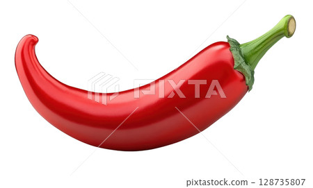 Bright red chili pepper isolated on white background for culinary uses in cooking and food presentation 128735807