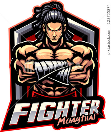 Fighter muaythai esport mascot logo design Fighter muaythai esport mascot logo design 128735874