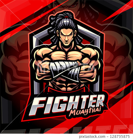 Fighter muaythai esport mascot logo design Fighter muaythai esport mascot logo design 128735875