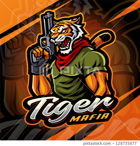 Tiger mafie esport mascot logo design 128735877