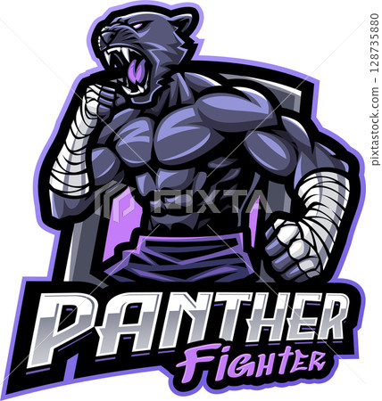 Panther fighter esport mascot logo design 128735880