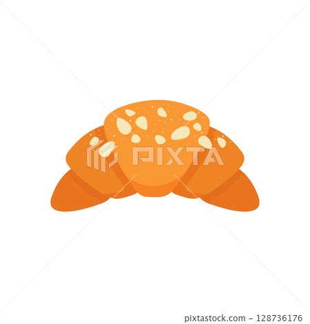 Almond croissant on white background. 128736176