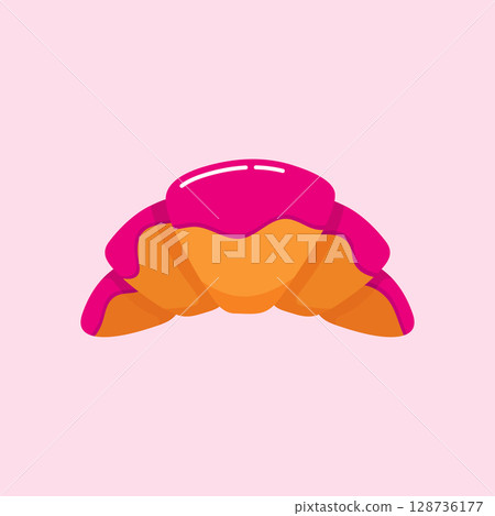Croissant with strawberry glaze 128736177
