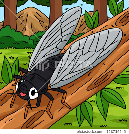 Insect Cicada Animal Colored Cartoon Illustration Insect Cicada Animal Colored Cartoon Illustration 128736243