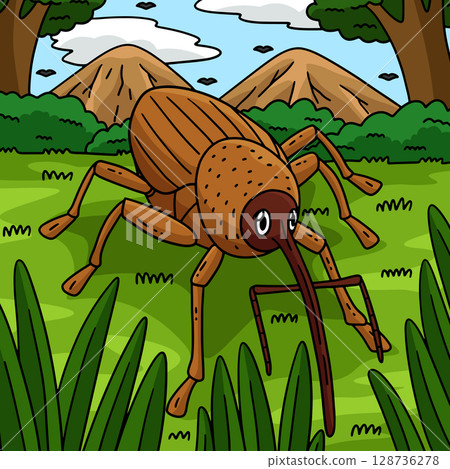 Insect Weevil Animal Colored Cartoon Illustration Insect Weevil Animal Colored Cartoon Illustration 128736278