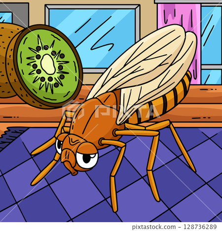 Insect Fruit Fly Animal Colored Cartoon Insect Fruit Fly Animal Colored Cartoon 128736289