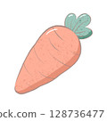 carrot cartoon drawing with decorations in flat cute hand drawn style 128736477