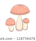 mushroom cartoon drawing with decorations in flat colorful hand drawn style 128736478
