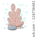 brown coral and bubble cartoon drawing with decorations in flat cute hand drawn style 128736481