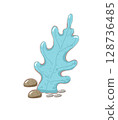 blue coral cartoon drawing with decorations in flat cute hand drawn style 128736485