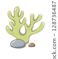 green coral cartoon drawing with decorations in flat cute hand drawn style 128736487