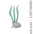 dark green coral cartoon drawing with decorations in flat cute hand drawn style 128736489