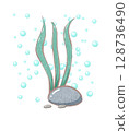 dark green coral and bubble cartoon drawing with decorations in flat cute hand drawn style 128736490