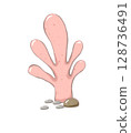 coral cartoon drawing with decorations in flat cute hand drawn style 128736491