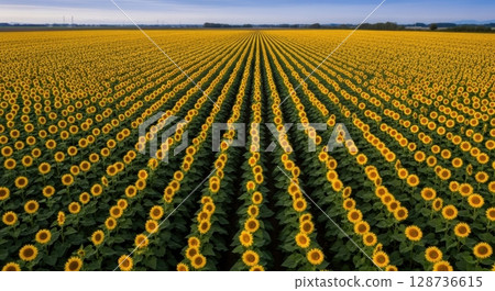 A field of sunflowers in full bloom A field of sunflowers in full bloom 128736615