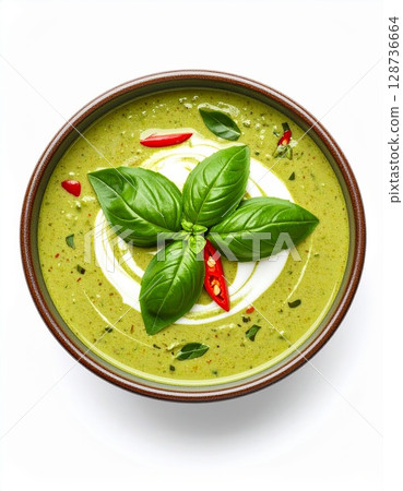 spinach pesto sauce with basil 128736664