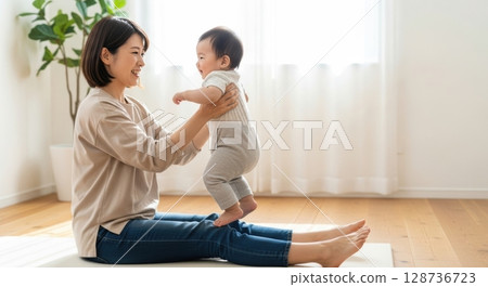 Baby massage for mothers and babies during nursing 128736723